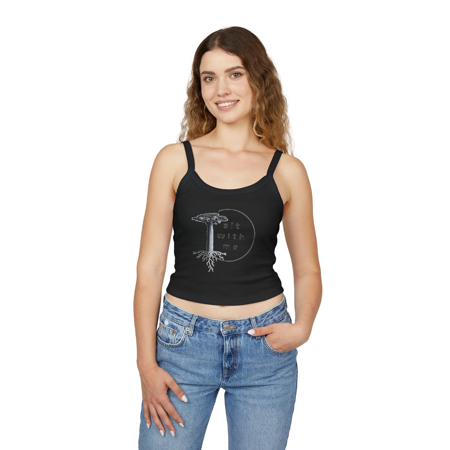 Women's Boho Spaghetti Strap Tank Top - Nature-Inspired Design, Perfect for Summer, Casual Wear, Yoga, Festivals, Gifts