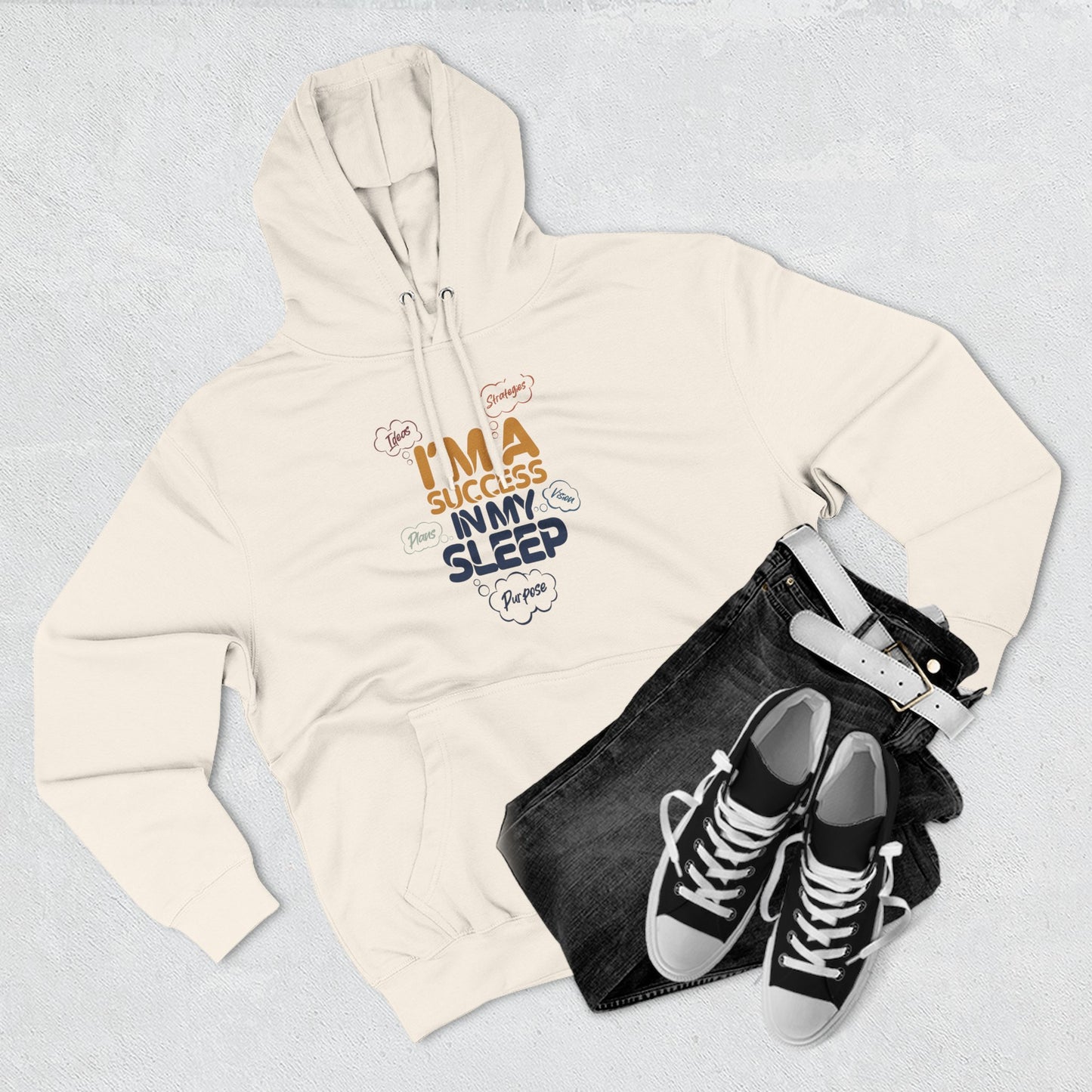 Inspirational Success Hoodie, Cozy Fleece Hoodie, Motivational Wear, Gift for Dreamers, Funny Hoodie for Sleep Lovers