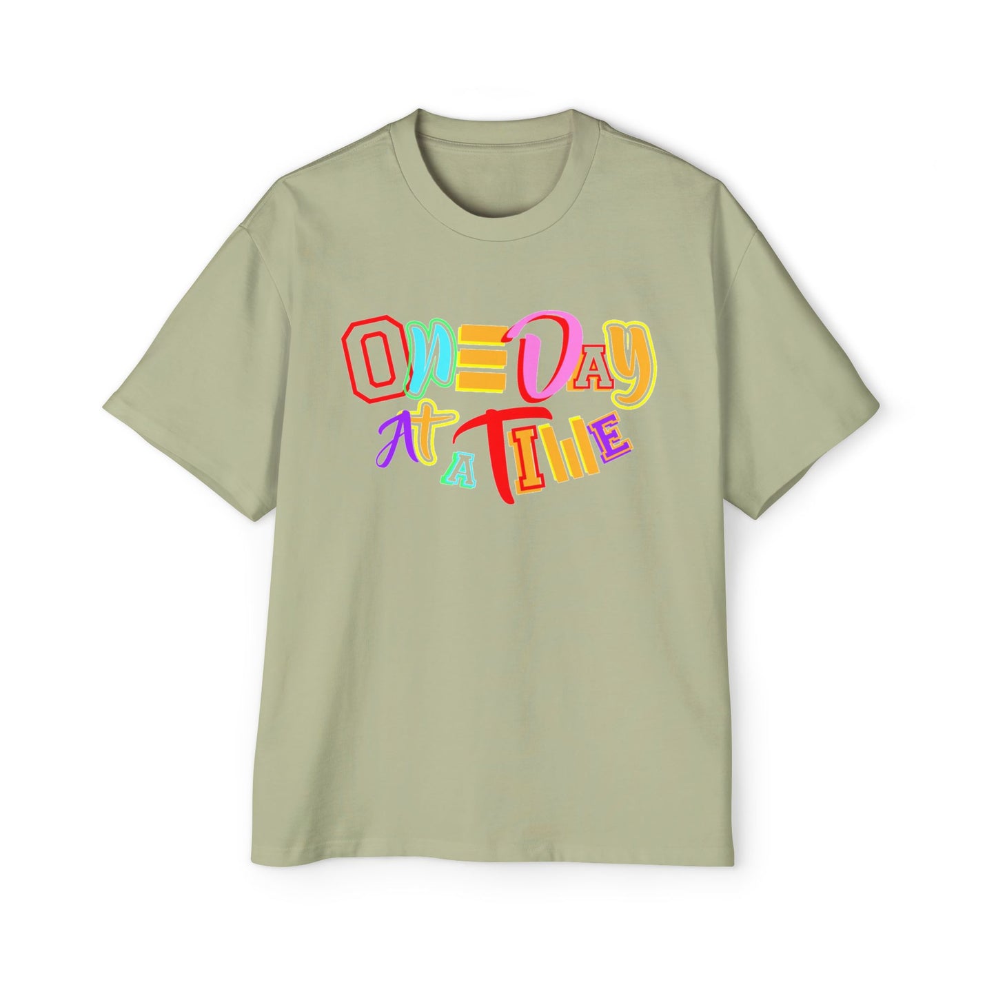 Colorful Motivational Oversized Tee - "One Day at a Time" T-Shirt, Relaxed Fit, Inspirational Gift, Self-Care Fashion, Casual Wear