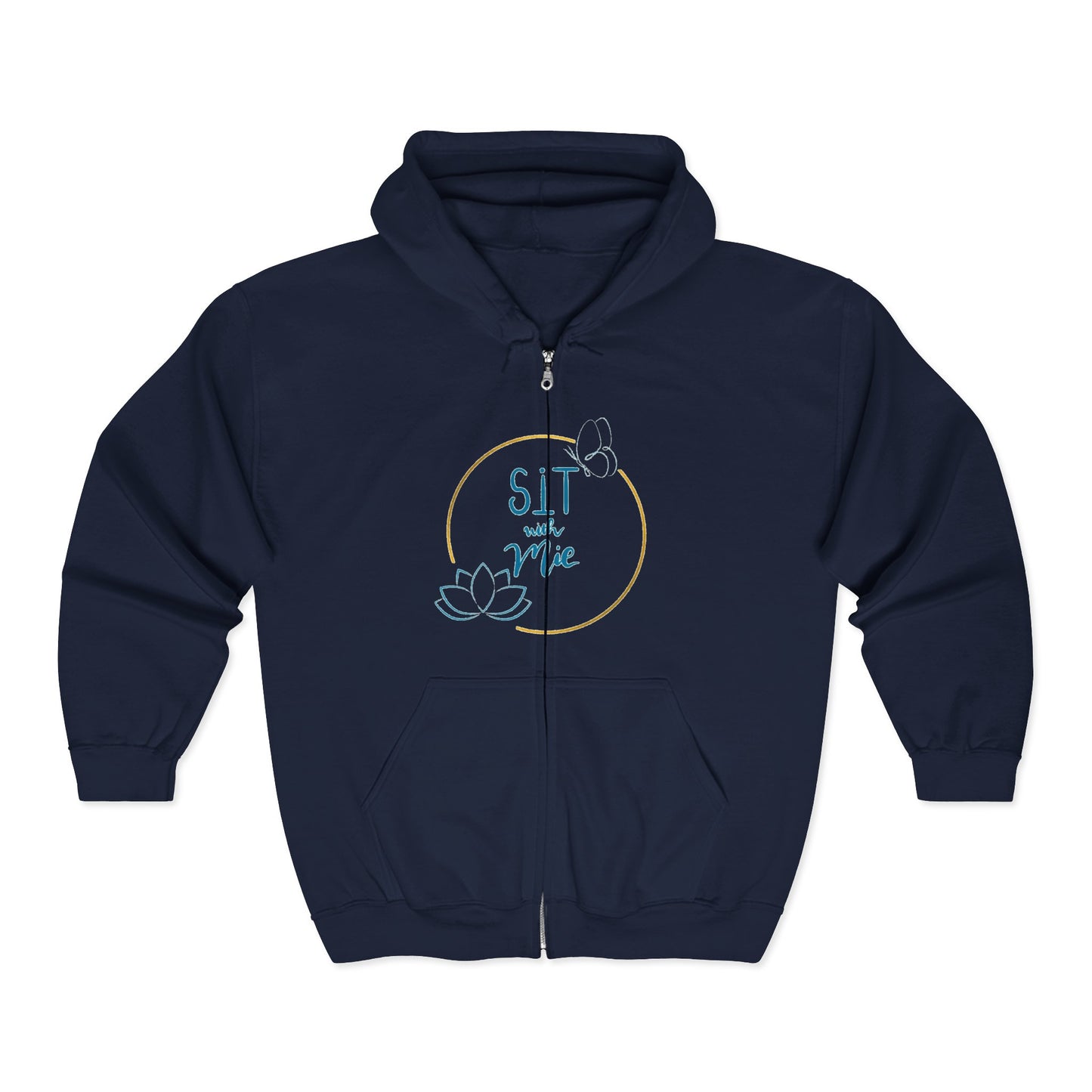 Meditation-Inspired Full Zip Hoodie, Cozy Relaxation Apparel, Mindfulness Gift, Unisex Sweatshirt for Yoga Lovers, Comfort Wear for Chilling