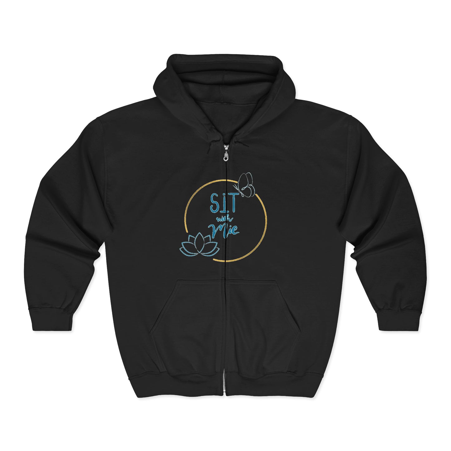 Meditation-Inspired Full Zip Hoodie, Cozy Relaxation Apparel, Mindfulness Gift, Unisex Sweatshirt for Yoga Lovers, Comfort Wear for Chilling